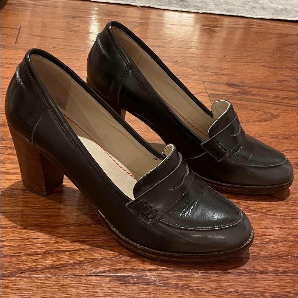 Classic Dark Navy Leather Women's Heels